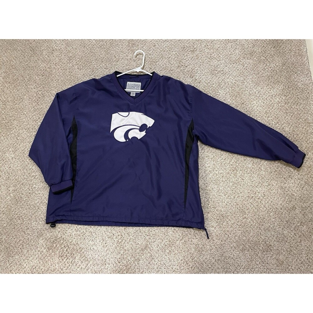 Vintage Kansas State Wildcats Jacket Men's XXL Windbreaker Pullover NCAA COLLEGE